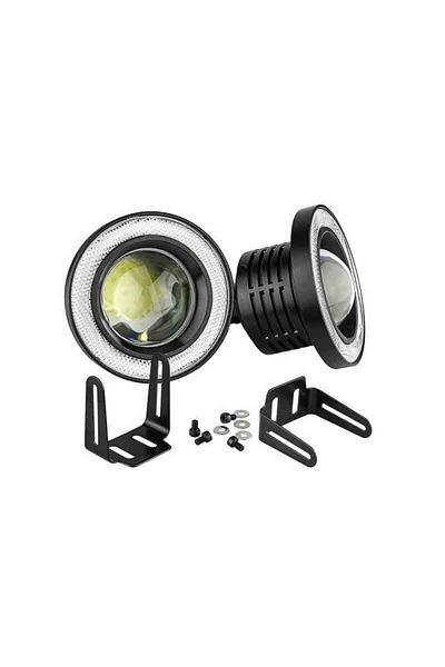 BGRJ Automotive Set of 2 LED projectors 64mm, with magnifying glass and Angel Eyes