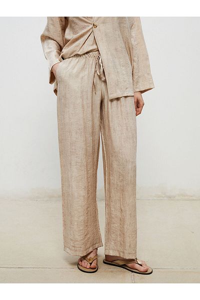 LC Waikiki Women's Linen Blended Pants with Elastic Waist