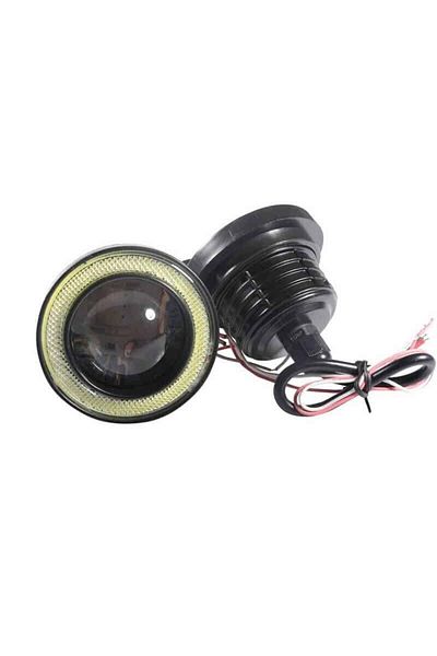 BGRJ Automotive Set of 2 LED projectors 76mm, with magnifying glass and Angel Eyes
