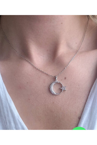 DELLS ACCESSORY Moon Star Zircon Stone Necklace