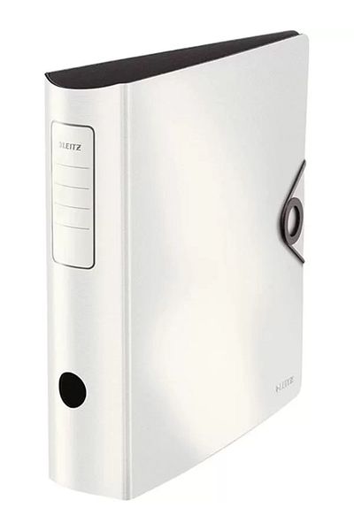 Mena Rise 180 °   Active Solid Wide Folder, White, A4, 82 mm Wide Round Back, with Elastic Band