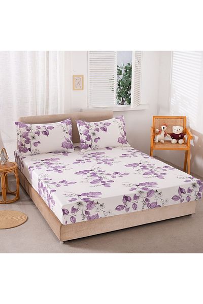FIONNA.RO Elasticated Pillowcase and Satin Cotton Pillowcases - Lilac Flowers