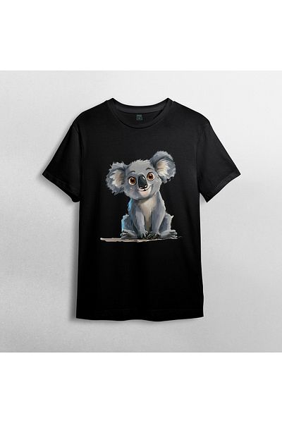 Pixxa Cute Koala Unisex 100% Cotton Crew Neck T-Shirt Model 4
