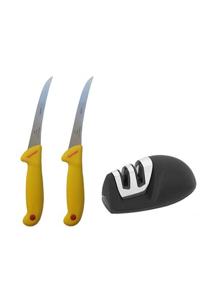 Globalport Retail Butchery package: 2 professional boning knives GER3 Gold + 2-level sharpener