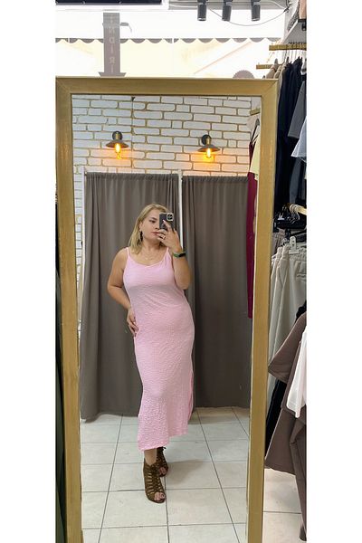 TUBA TOPTAŞ Slit Seersucker Dress
