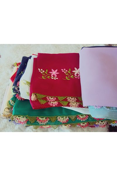 hoaryage Handmade Embroidery Embroidered Needle Embroidered Prayer Cover Dowry Holder Mevlit Hijab Crepe Fabric 145X75 cm
