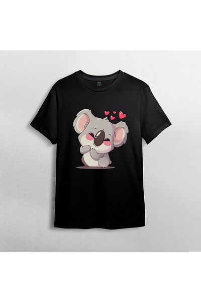 Pixxa Cute Koala Unisex 100% Cotton Crew Neck T-Shirt Model 3