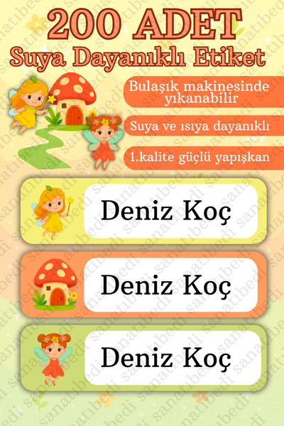 sanatıbedi 200 de etichete școlare rezistente la apă - Autocolant personaliza...