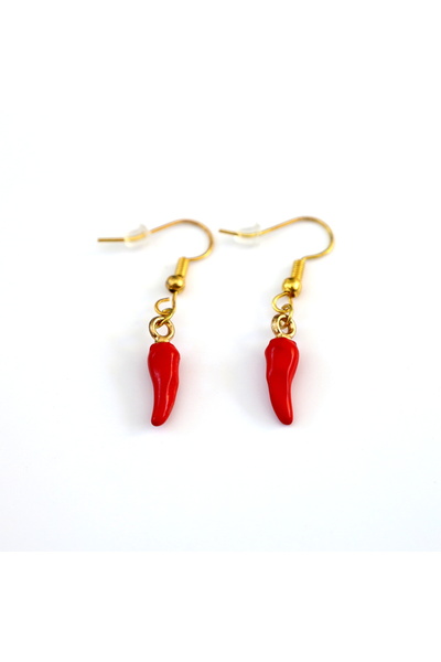 666 Mini Red Pepper Earrings Stainless Steel Attracting Attention Making up the Difference Design