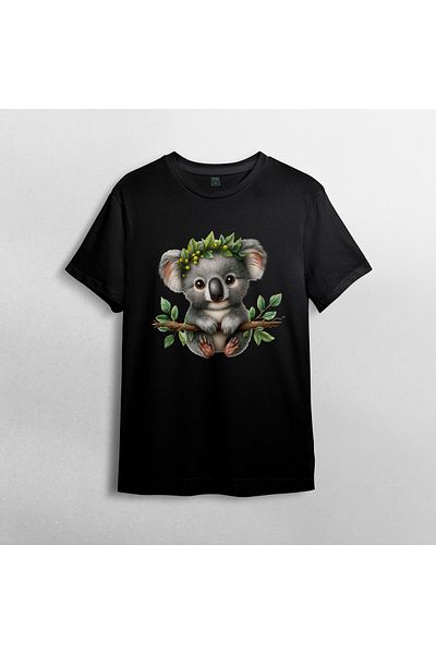 Pixxa Cute Koala Unisex 100% Cotton Crew Neck T-Shirt Model 2