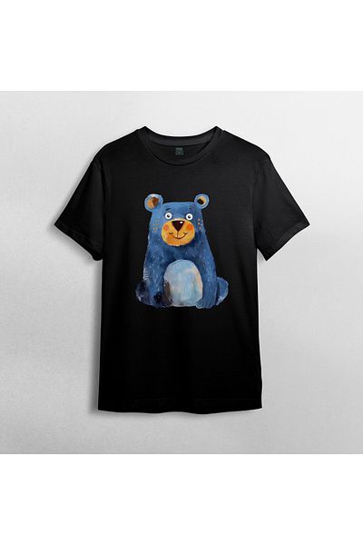 Pixxa Cute Bear - Bear Unisex 100% Cotton Crew Neck T-Shirt Model 1