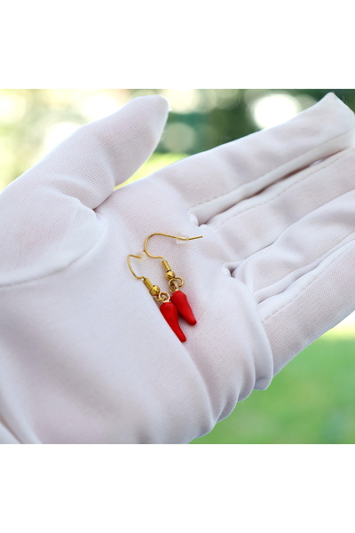 666 Mini Kırmızı Biber Küpe Paslanmaz Çelik Dikkat Çeken Fark Oluşturan Tasarım