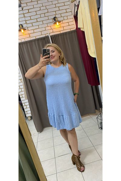TUBA TOPTAŞ Firfirli Seersucker Dress