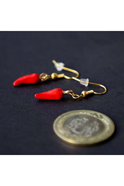 666 Mini Kırmızı Biber Küpe Paslanmaz Çelik Dikkat Çeken Fark Oluşturan Tasarım