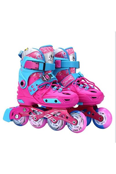 Online 29-32 Ayarlanabilir Numaralı Profesyonel Paten Silikon Teker Pembe Renk Saiben Glide