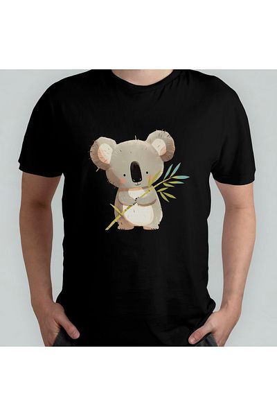 Pixxa Cute Koala Unisex 100% Cotton Crew Neck T-Shirt Model 1
