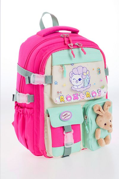 Roxbros Cute Cat Patterned 3-Piece Girls' School Bag Set - Primary School Bag with Pen Holder and Thermal Nutrition