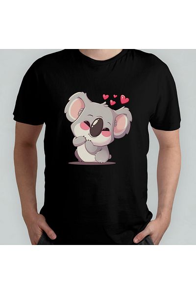 Pixxa Cute Koala Unisex 100% Cotton Crew Neck T-Shirt Model 3