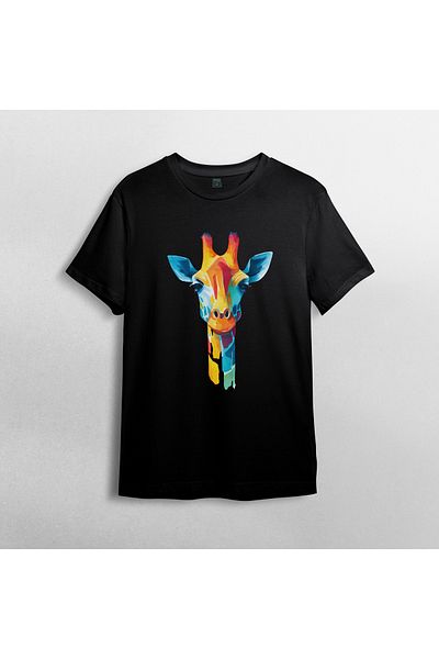 Pixxa Cute Giraffe Unisex 100% Cotton Crew Neck T-Shirt
