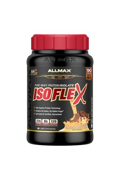 ALLMAX Nutrition بروتين مصل اللبن المعزول بنكهة زبدة الفول السوداني والشوكولاتة من ISOFLEX - 2 رطل