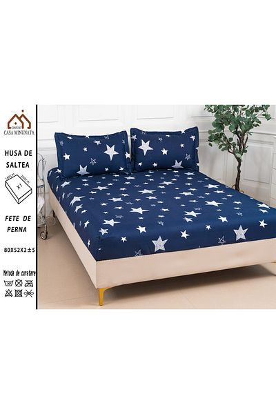 FIONNA.RO Satin Cotton Elasticated Pillowcase and Pillowcases 180x200cm - Stars