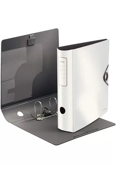 Mena Rise 180 °   Active Solid Wide Folder, White, A4, 82 mm Wide Round Back, with Elastic Band