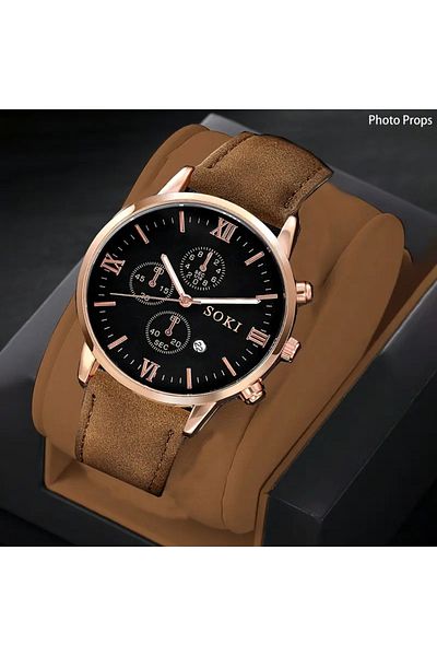 Feronnucci Men's Wristwatch Black Dial Rose Gold St-604