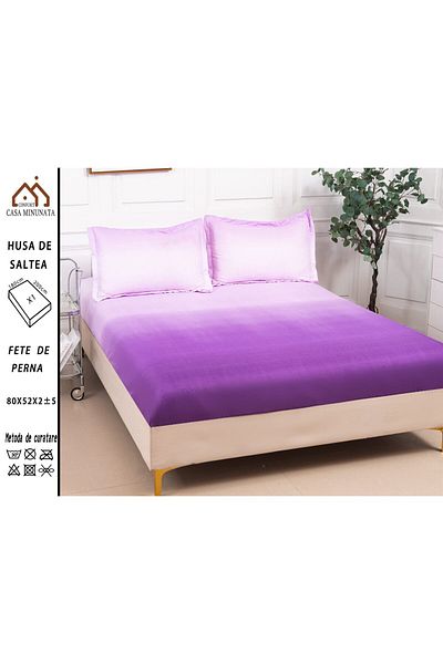 FIONNA.RO Satin Cotton Elasticated Pillowcase and Pillowcases 180x200cm - Gradient Purple