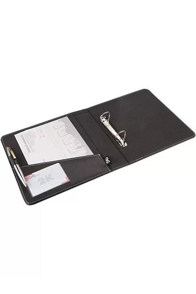 NoHar A534S A5 Faux Leather Back 4 Cm 2 Ring Elite Folder Black, A5