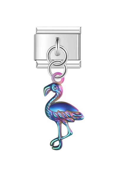Dumledo Colorful Flamingo Steel Italian Charm