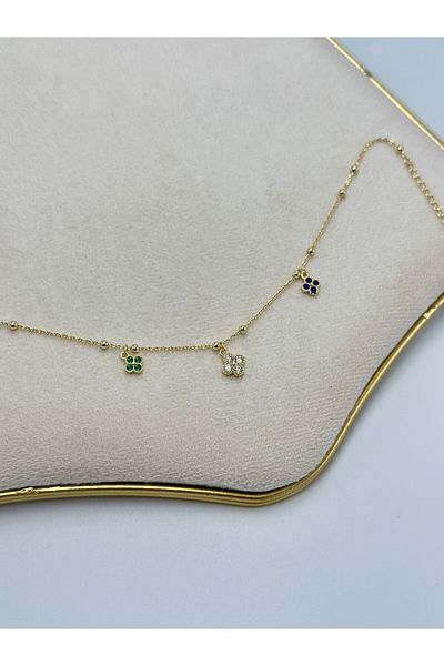 MyladyAccessoriess Colorful Detail Clover Charm Steel Anklet