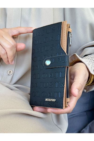 Just Polo JP Just Polo Women's Black Taba Multi-Eye Wallet with Coin and Card Compartments