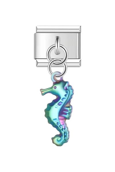 Dumledo Multicolored Sea Horse Steel Italian Charm
