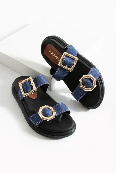 diclepolat Дамски чехли с две катарами Larin Jeans с плоска подметка