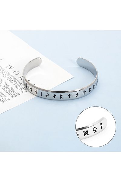 Viking Nordic Mythology Runic Alphabet Vegvisir Adjustable Non-Tarnish & Stainless Steel Bracelet