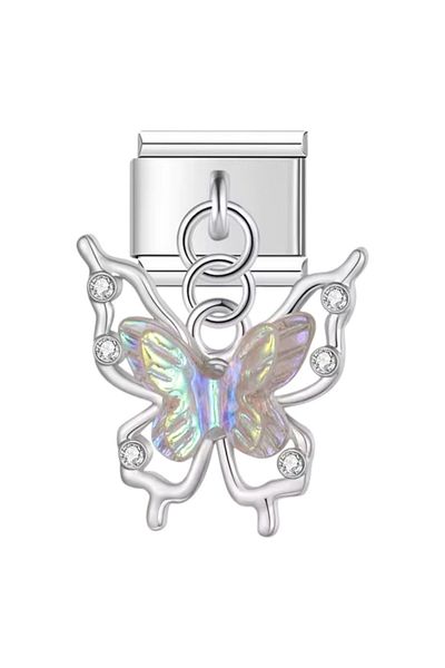 Dumledo Opal Nested Butterflies Steel Italian Charm