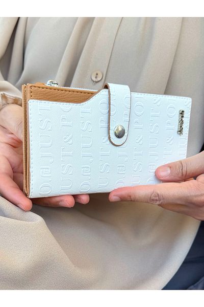 Just Polo JP محفظة JUST POLO النسائية البيضاء متعددة العيون مع حجرة للعملات المعدنية والبطاقات