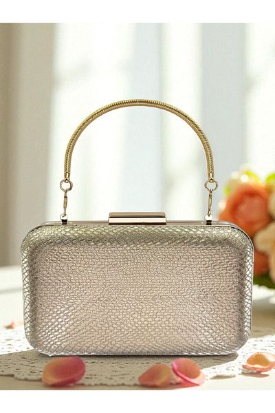 Biçanta Gold Gold Gold Color Laser Snake Pattern Evening Dress Bag Night Wedding Wedding Engagement Graduation Portfolio