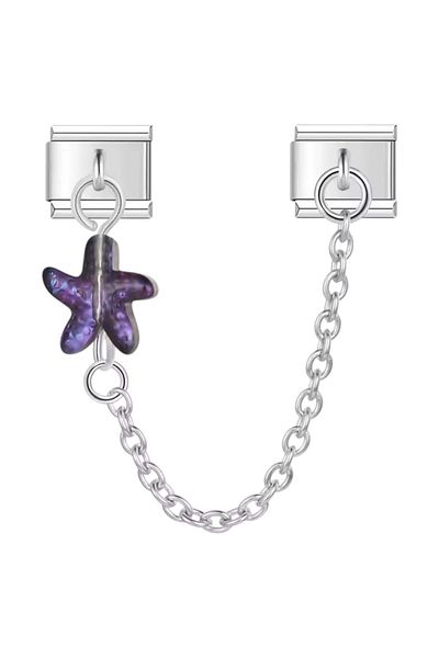 Dumledo Purple Starfish Chain Steel Italian Charm