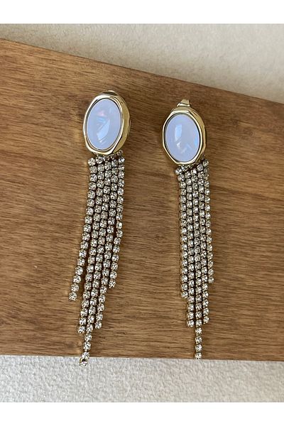 Rupen Kraft 316 L Surgical Steel Stone Dangle Zircon Stone Evening Dress Steel Earrings
