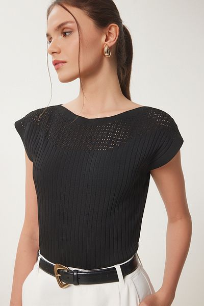 Lovelyİstanbul Openwork Summer Knitwear Blouse Lwa0001 Black