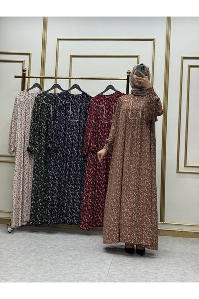 moda elif SELVİ ROBALI DESENLİ ELBİSE