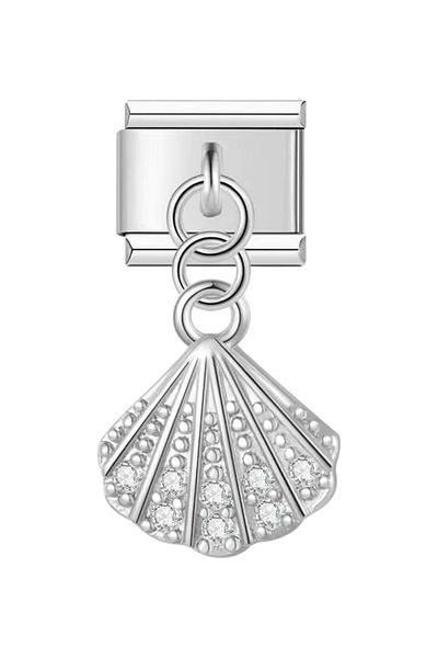 Dumledo Sparkling Silver Seashell Steel Italian Charm