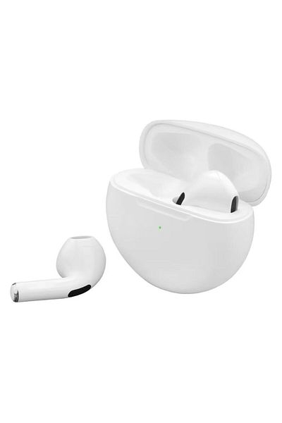 REDz Accessories Căști Bluetooth Model Pro 6, Microfon, Reducere Zgomot, 3 ore de utilizare, Alb