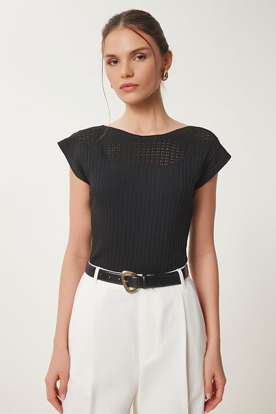 Lovelyİstanbul Openwork Summer Knitwear Blouse Lwa0001 Black