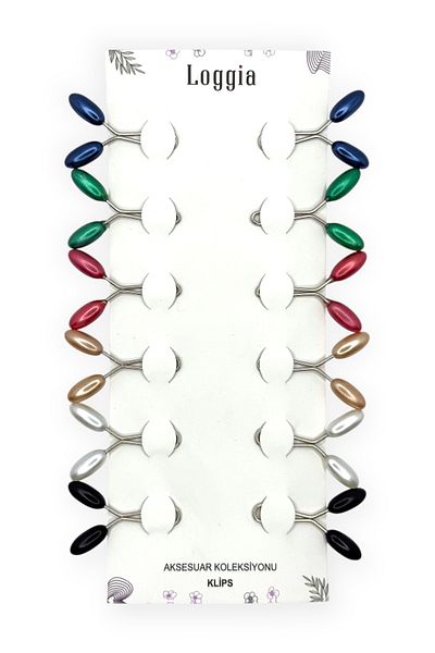 Loggia Scarf Shawl Clip 12Pcs Barley Model Vibrant Colors Clip Women's Hijab Accessory