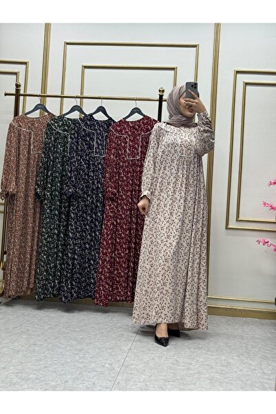 moda elif SELVİ ROBALI DESENLİ ELBİSE