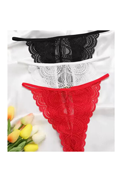 Şahanem İç Giyim Kadın 3’lü Dantel String – Tanga