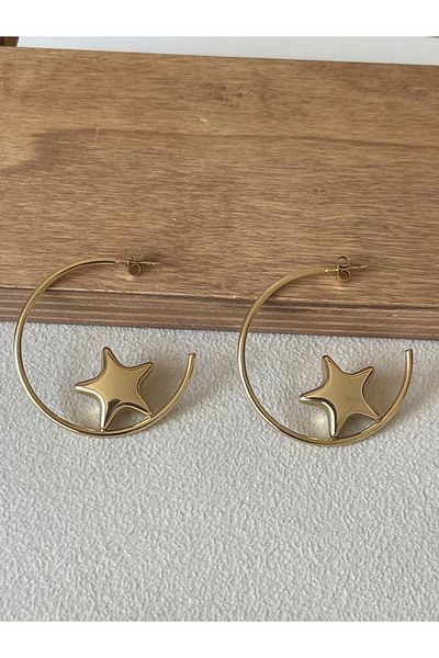 Rupen Kraft 316 L Surgical Steel Design Star Stainless Tarnish Steel Earrings