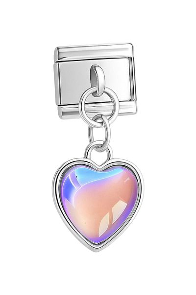 Dumledo Opal Heart Steel Italian Charm